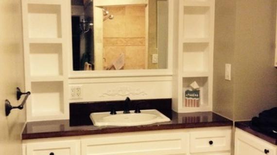Vanity Hutch With High Stool For Bathroom